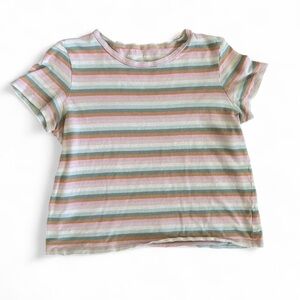 American Eagle Outfitters Pastel Striped Tee - Pink, Mint, Tan, Cream Women’s L